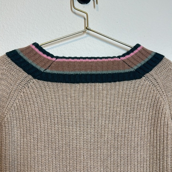 Madewell V-Neck Pullover Sweater Tan Pink Green XXS - Picture 5 of 14